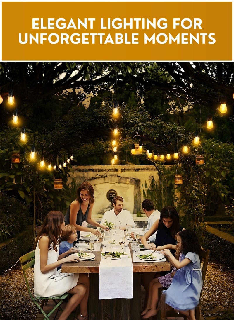 10M 20 Bulbs Warm White LED String Lights Plug-In – IP65 Waterproof Outdoor Edison Fairy Lights with Adapter, Patio Garden Balcony Ramzan Decoration Lights for Home & Party - Image 5